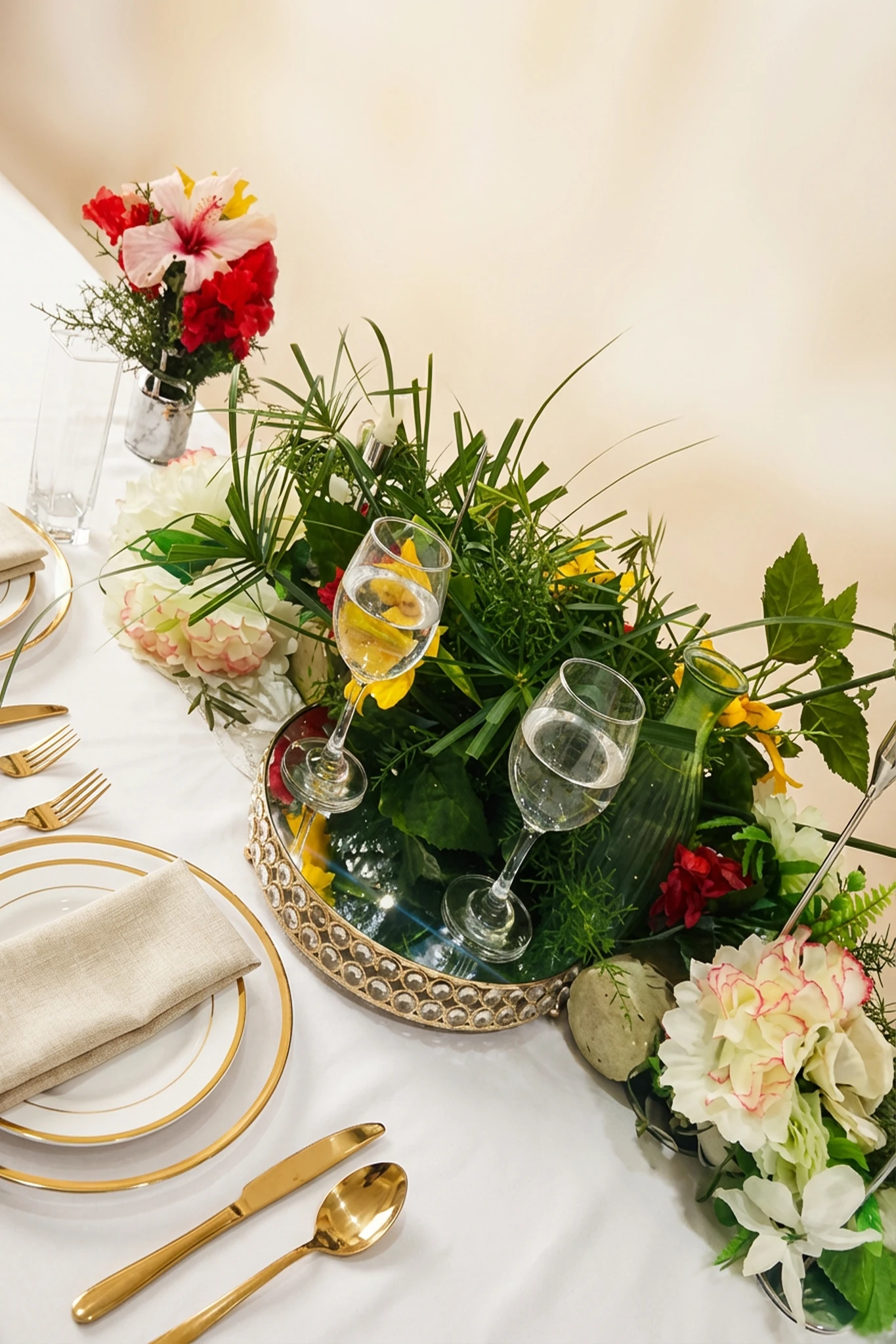 Preparation of a wedding ceremony at the dinning