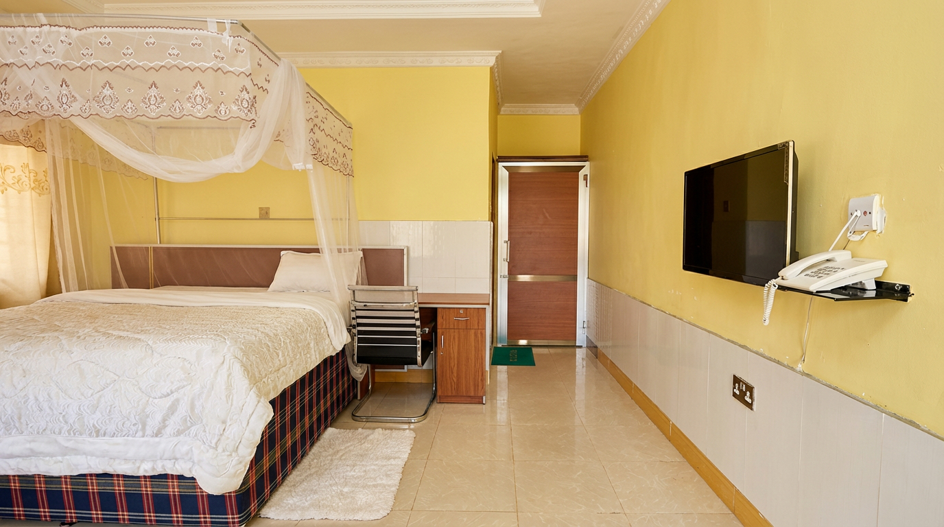 Cozy room with a TV and work table